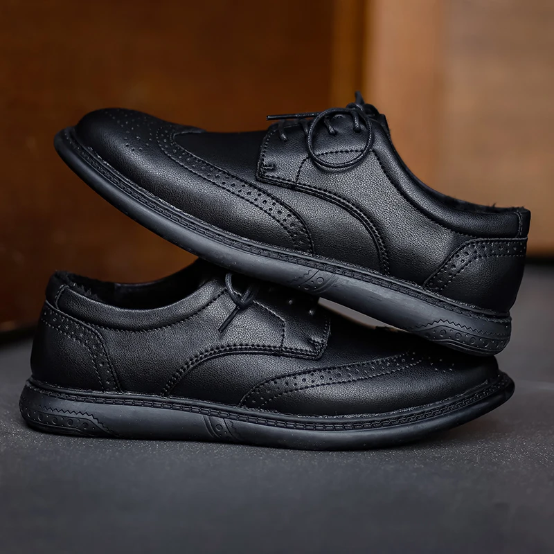 Genuine Leather Mens Formal Shoes Fashion Luxury Brand Brogue Men Shoes Handmade Business Dress Oxford Casual plus size 47