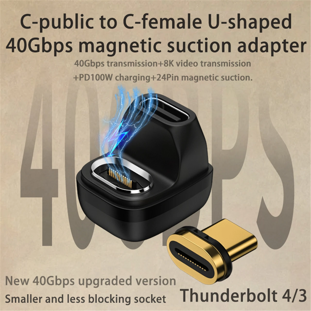 High-Speed U-Shape Magnetic USB-C Adapter with 100W Fast Charging & 8K Display Output