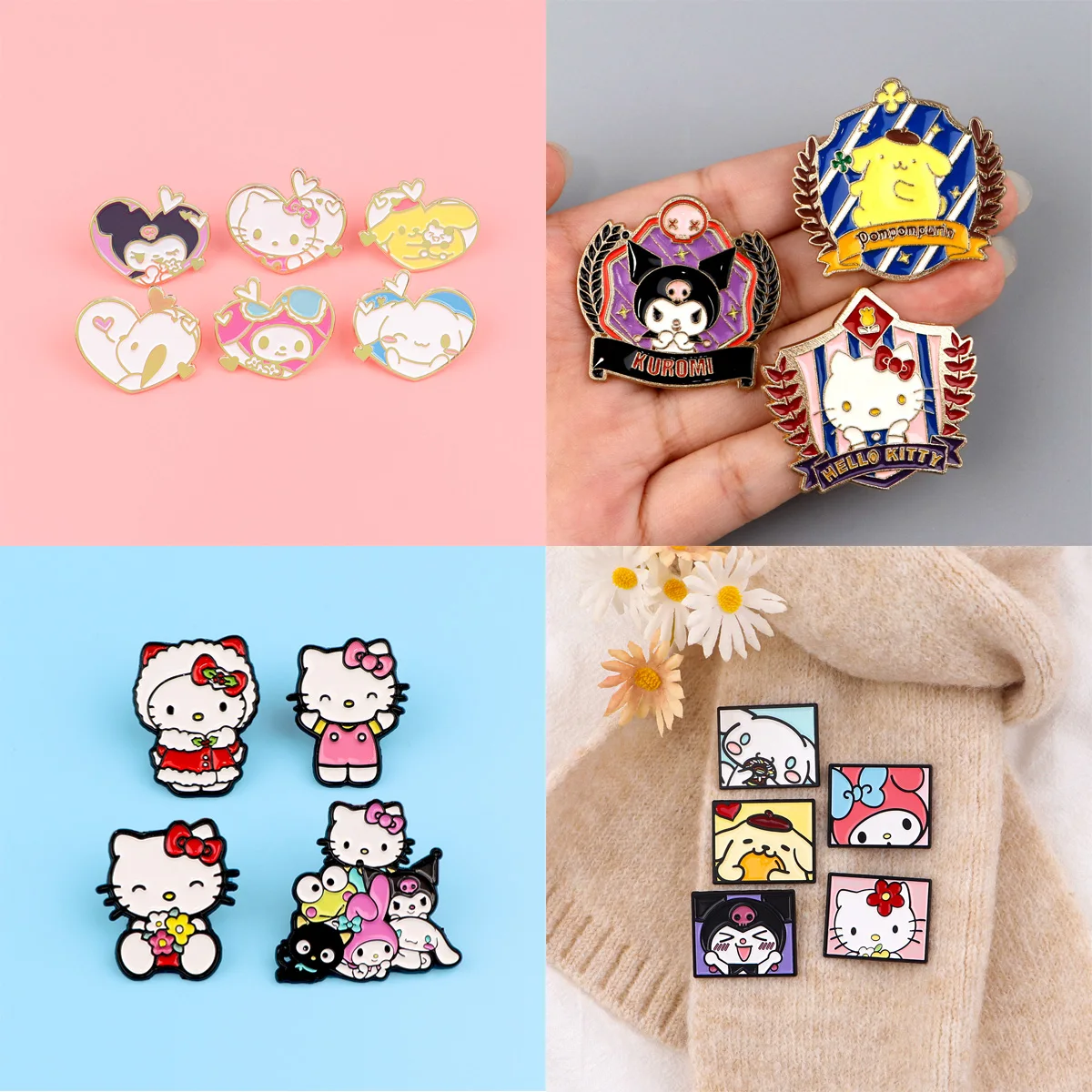 Wholesale Kitty Cartoon Brooches For Cosplay Clothing Jewelry Accessories Kawaii Angle Enamel Pins Backpack Lapel Badges Gift