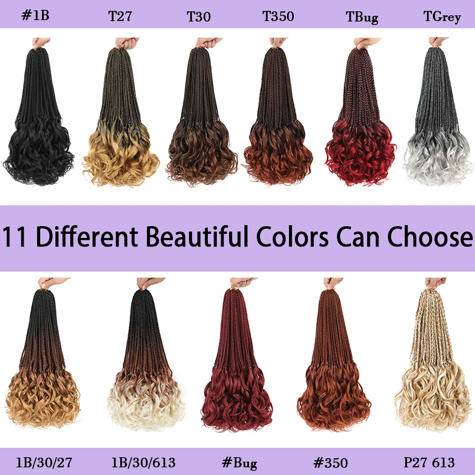 French Curl Crochet Braids 14 18 24 Inch 1- 8 Packs 1B 30 27 350 613 Bug Grey Colors Ombre Brown Goddess Box Braids Crochet Hair 4