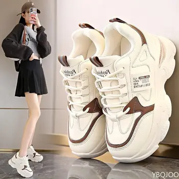 Women's Thick Soled Lightweight Sports Shoes Spring and Autumn New White Casual Women's Thick Soled Height Increasing Shoes 1