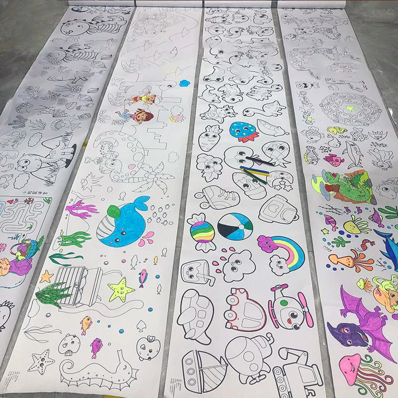 300X30cm Portable Children Drawing Roll Poster Child Graffiti Scroll Puzzle DIY Coloring Drawing Paper Long Scroll Kindergarten portable woodworking graffiti multifunctional line measuring tool engraving pen adjustable scribing contour gauge