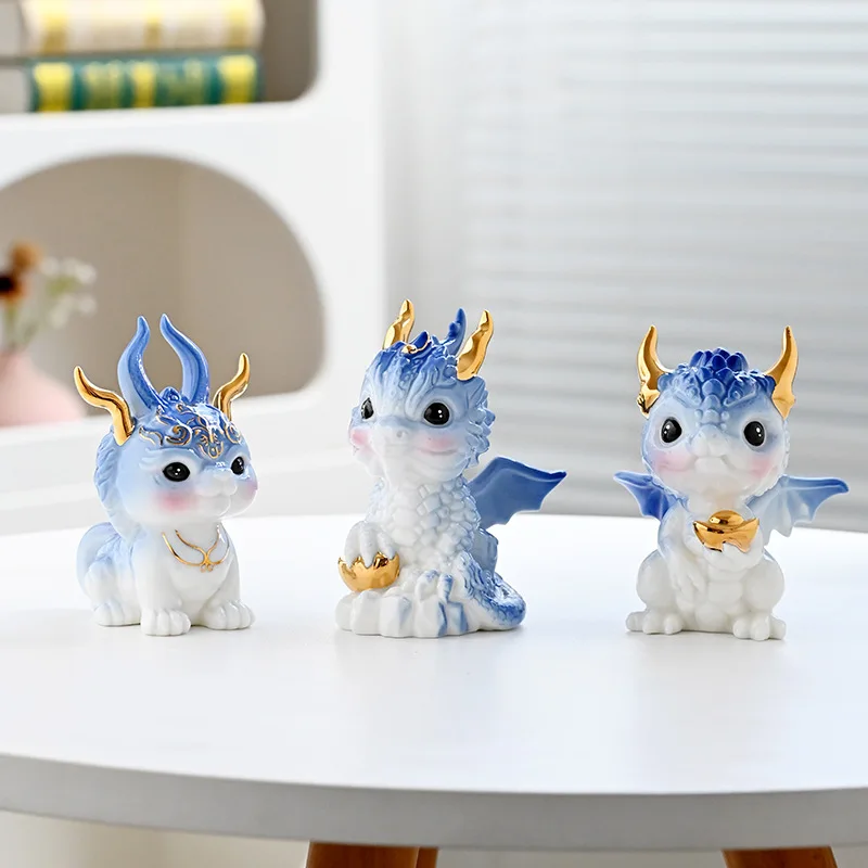 

Ceramic Cartoon Dragon Animal Mascot Decoration Living Room Porch Wine Cabinet Table Decoration Zodiac Dragon Decoration Home