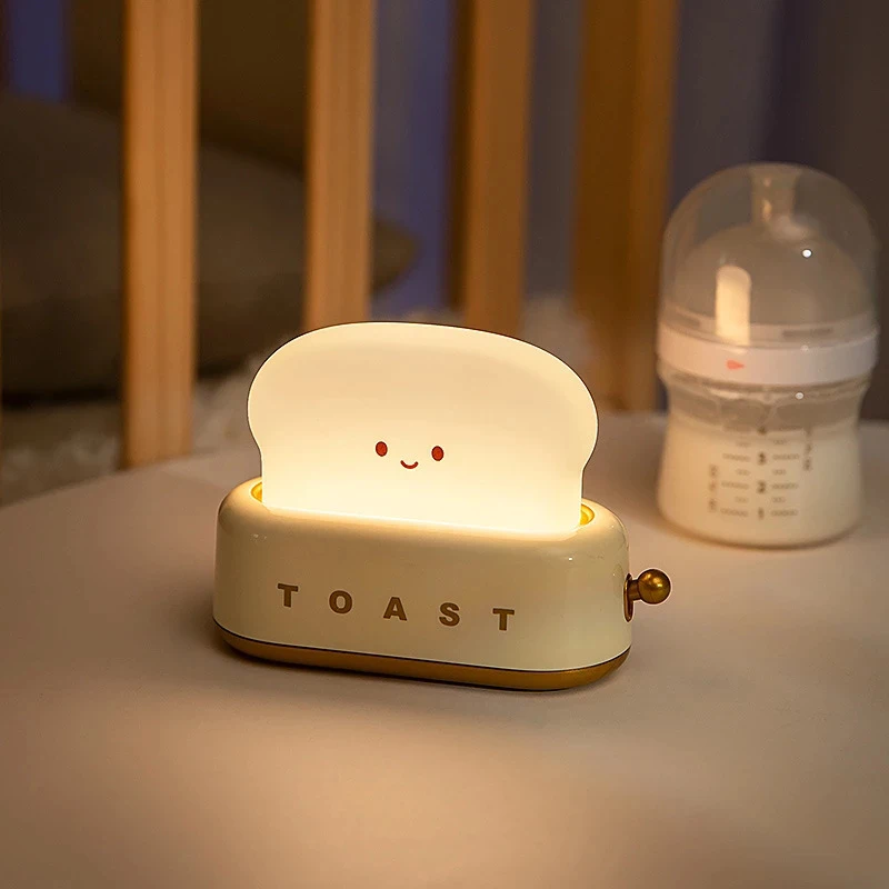 Bread Toast Table Light Toaster Nightlight Creative USB Rechargeable Led Lamp Decor Holiday Baby Bedroom For Birthday Gift 6
