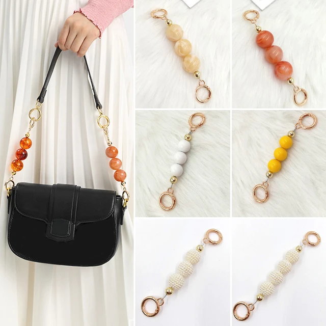 2 Pieces DIY Round Large Imitation Pearl Bead Replacement Chain Strap, Bag  Accessories Decorations, Short Purse Chain,Long Handbag Shoulder Straps