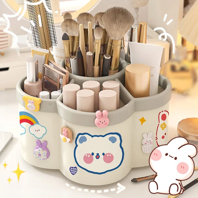 Porte-stylo rotatif de grande capacité, organisateurs de bureau, boîte de rangement pour stylos, brosse cosmétique, boîte d'organisation, étude, accessoires de dortoir 6 Porte-stylo rotatif de grande capacité, organisateurs de bureau, boîte de rangement pour stylos, brosse cosmétique, boîte d'organisation, étude, accessoires de dortoir 6