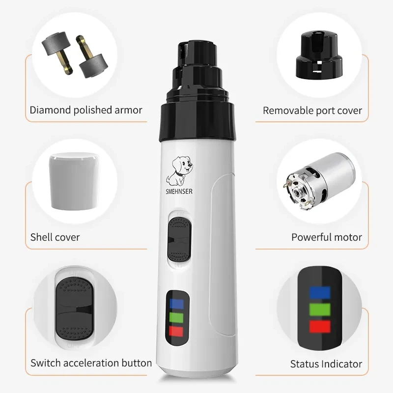 Pet Nail Grinder Quiet Electric Rechargeable Pet Nail Grinder Low Noise Automatic Electric Pet Nail Polisher Cat Dog Grooming Grinder