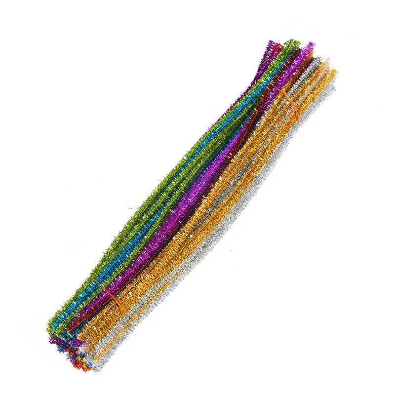 50/100pcs Metallic Glitter Chenille Sticks Shinning Stem Pipe Cleaner Hand Craft Educational Toy DIY handmade arts accessory