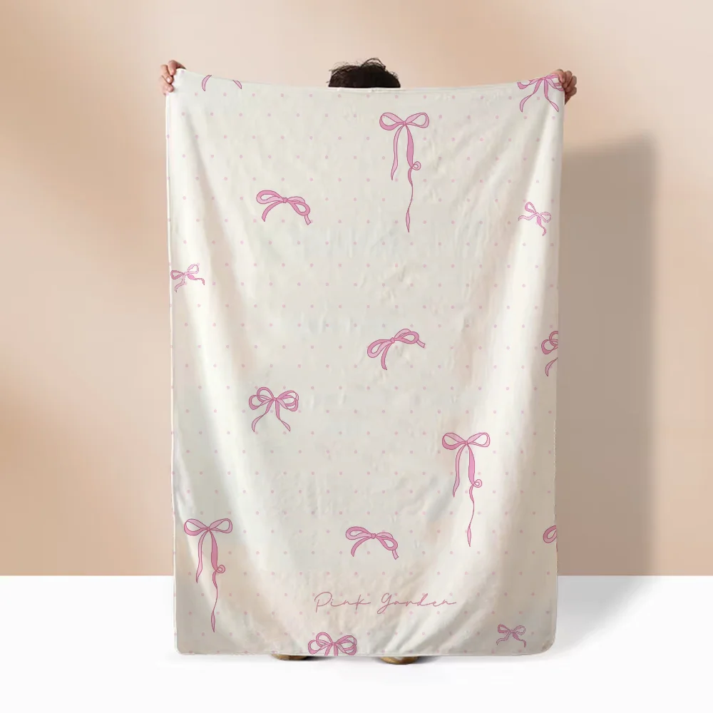 Korean Sweet Cool Broken Flower Bow Fluffy Plaid Warm Winter Blankets for Sofa Cover Blanket Home Interior Bed Throw Beach Towel 2