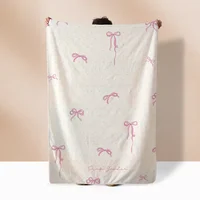 Korean Sweet Cool Broken Flower Bow Fluffy Plaid Warm Winter Blankets for Sofa Cover Blanket Home Interior Bed Throw Beach Towel 2