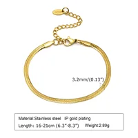 Non Tarnish Stainless Steel Bracelet Gold Plated Stackable for Women, Thin Herringbone Chain Bracelet Waterproof Jewelry Gift