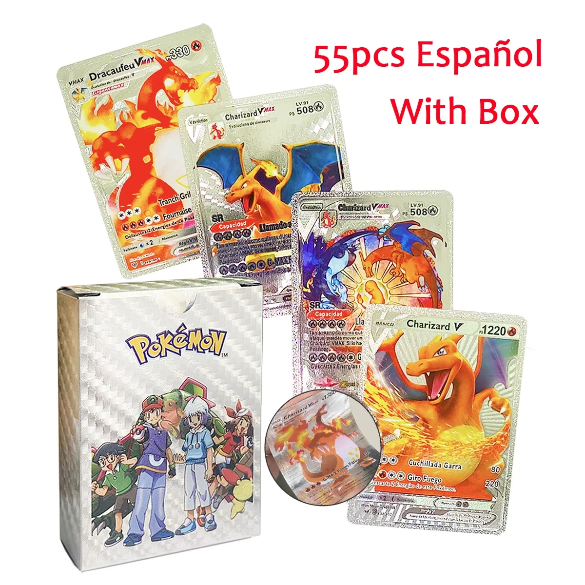 110-27PCS Pokémon Cards Spanish French English German Vmax GX Battle Energy Card Pikachu Game Collection Card Battle Toys Gifts