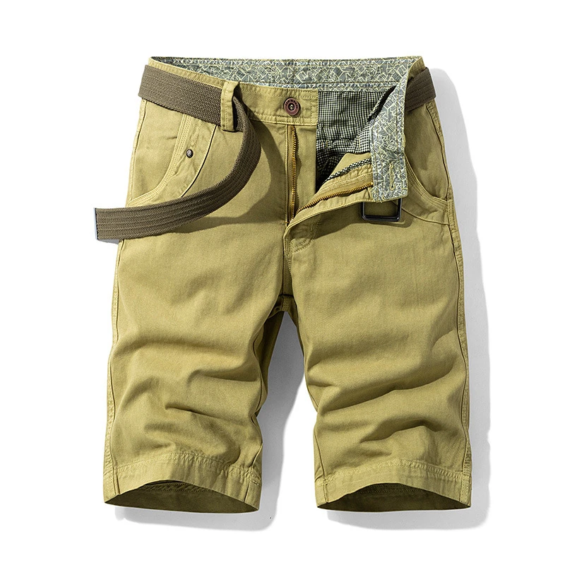 Pantalones cortos de algodón con bolsillos rectos para hombre, ropa  informal de verano, a la moda| | - AliExpress