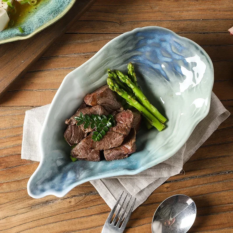 Japanese Kiln-changing Ceramic Flavor Dish Personalized Restaurant Hotel Oyster-shaped High-value Dessert Small Dish Dipping