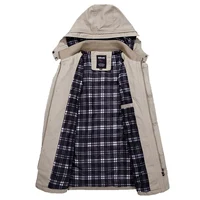 Trench Coats Long Lapel Windbreakers Casual Jacket Men Spring Autumn Cotton Male Clothes Man Hooded Winter Jackets Solid Color - Image 3