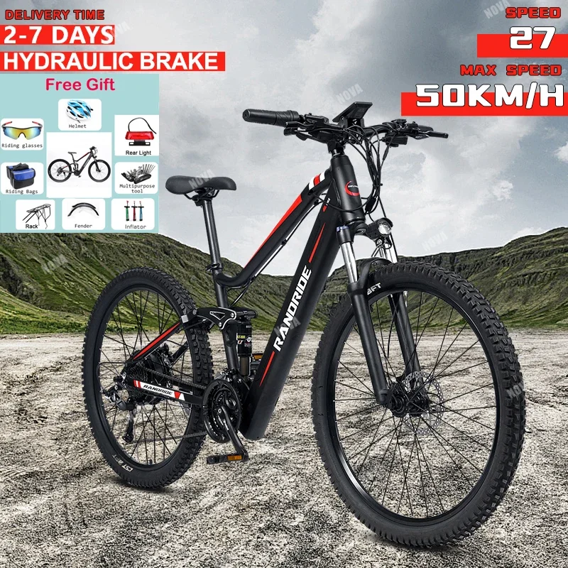 Randride Ys90 Bici Elettrica 1000W 48V 13.6Ah E Bici Full Suspension Mtb Bike Freno Idraulico 27 Marce Bicicletta Elettrica Eu Stock