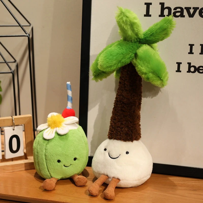 Cartoon Coral Coconut Lemon Soft Plush Toy for Girls Personalized Bedroom Decor Dragon Fruit Guitar Shaped Bed Companion Gift