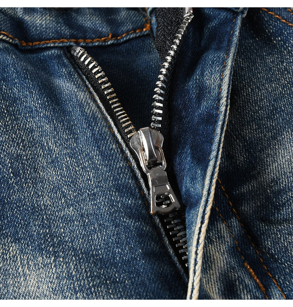 Dark Blue Biker Jeans Fit View