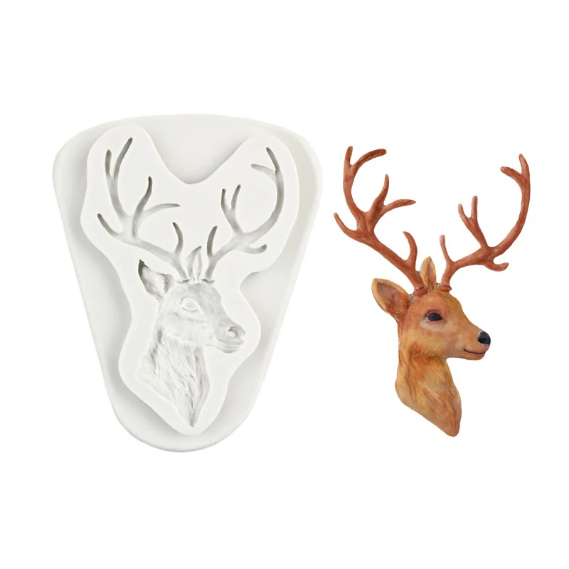 Deer Head Silicone Cake Mold Fondant Molds Cake Decorating Tools Chocolate Gumpaste Mold Fondant Tools Soap Mold Christmas