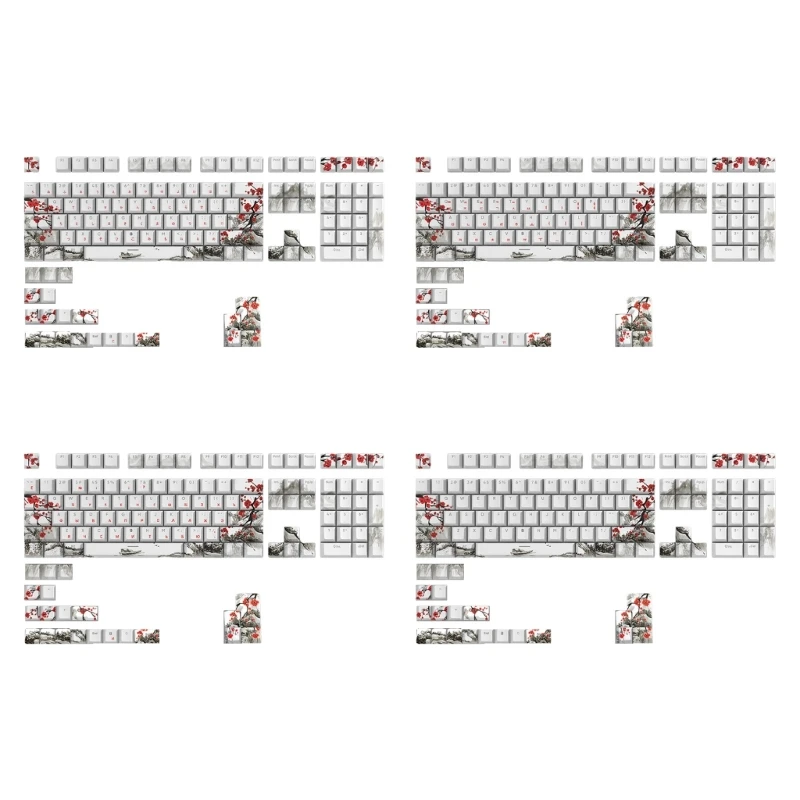 

129Keys PBT Keycap DYESUB CherryPersonalized Plum Blossom Russian Korean Japanese Keycaps For Mechanical Keyboards