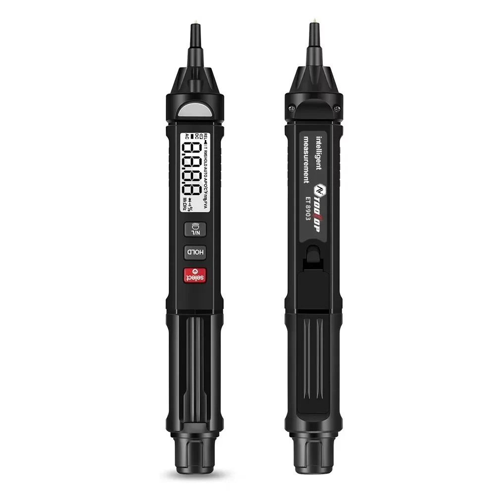 TOOLTOP ET8903 600V Pen Type True RMS Digital Multimeter Auto Ranging 4000 Counts AC DC Voltage Resistance Buzzer NCV Test Digital Multimeter Multimeter Tester