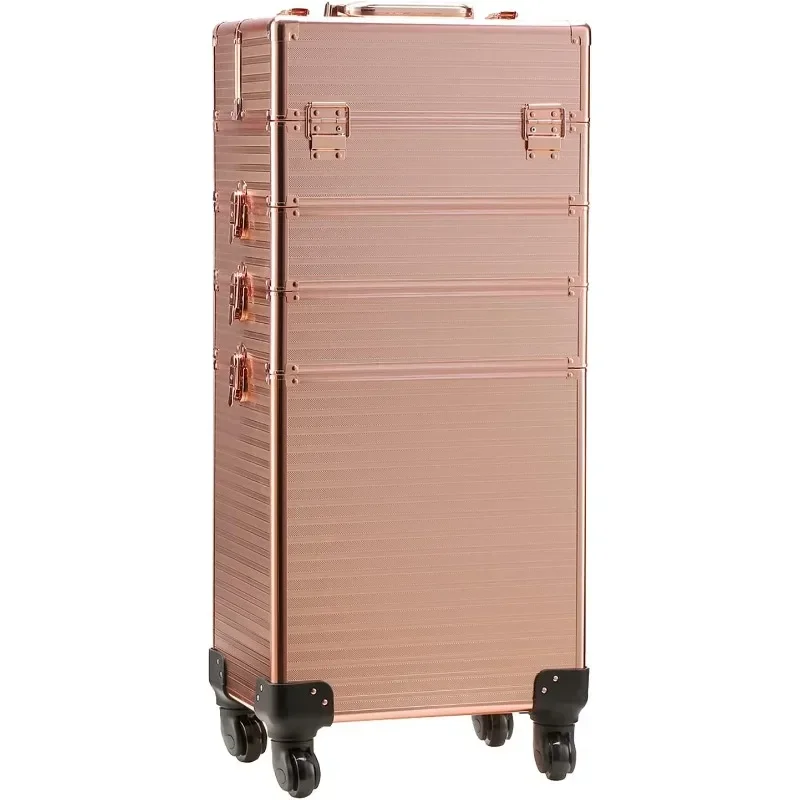 

Channcase 4 in 1 Portable Traveling Aluminum Professional Makeup Trolley Cart with Multiple-Sized Compartments and Wheels