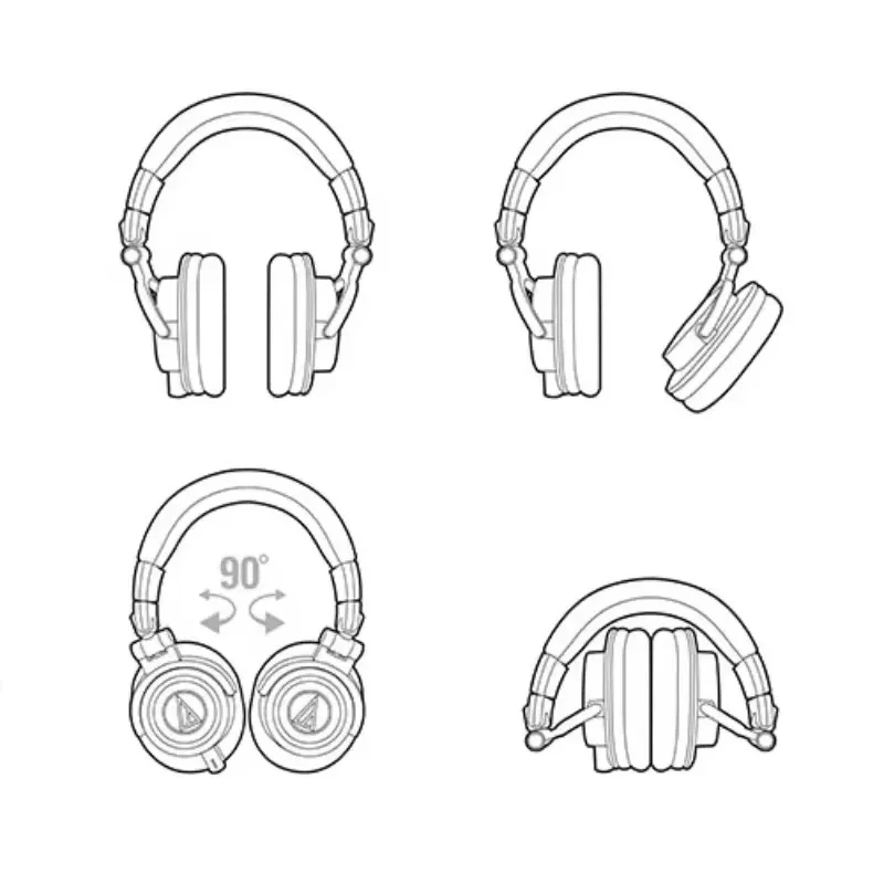 Audio Technica ATH M50X HIFI Earphones Professional Fully Enclosed Monitoring Headphones Foldable Music Game Headset 6