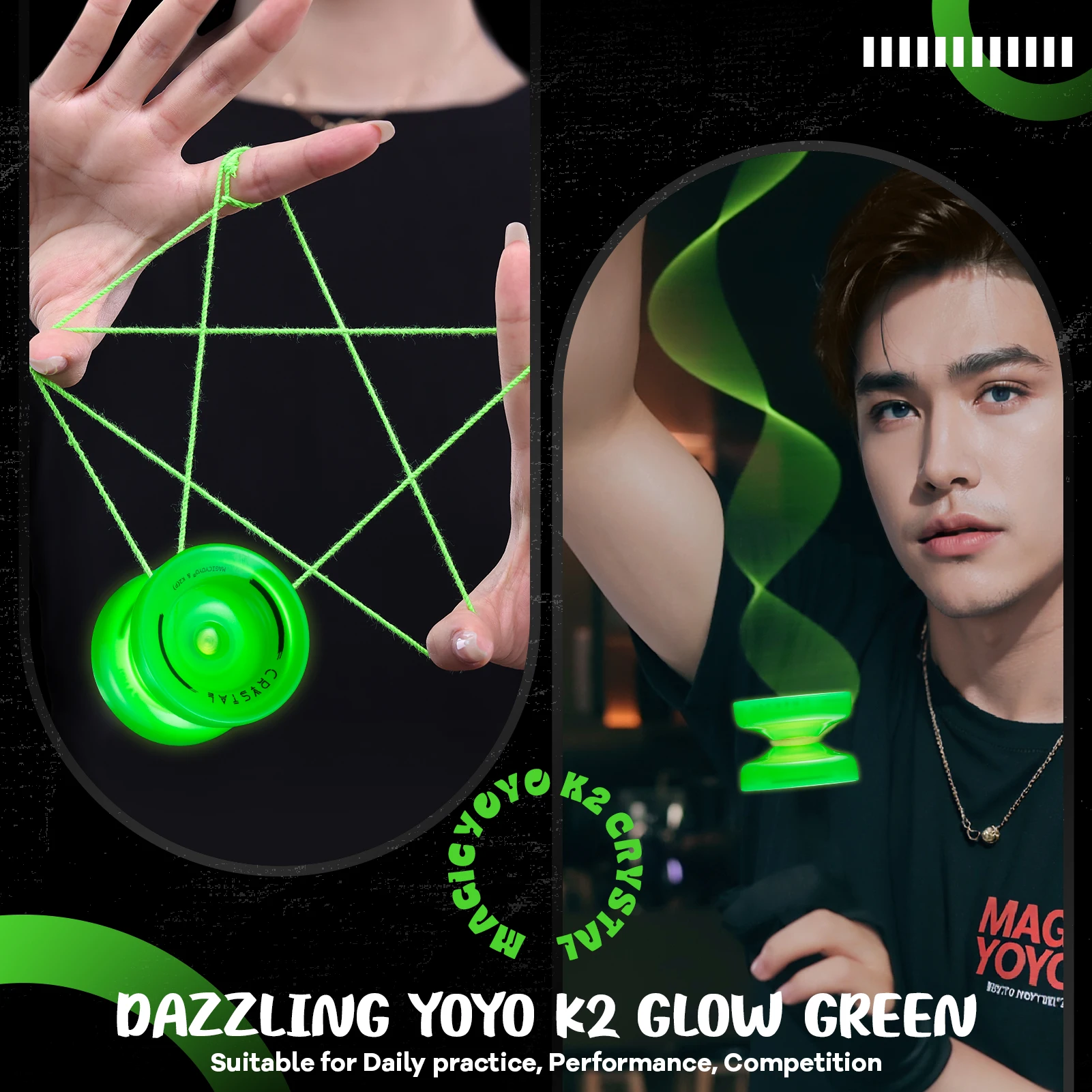 Yoyo Ball MAGICYOYO K2 Green Glow in The Dark Dual Functiions Kids Beginners and Advanced Players