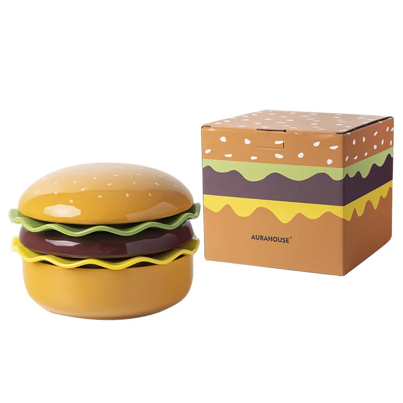 One-person burger modeling creative ceramic tableware gift-giving household dinner plate snack plate