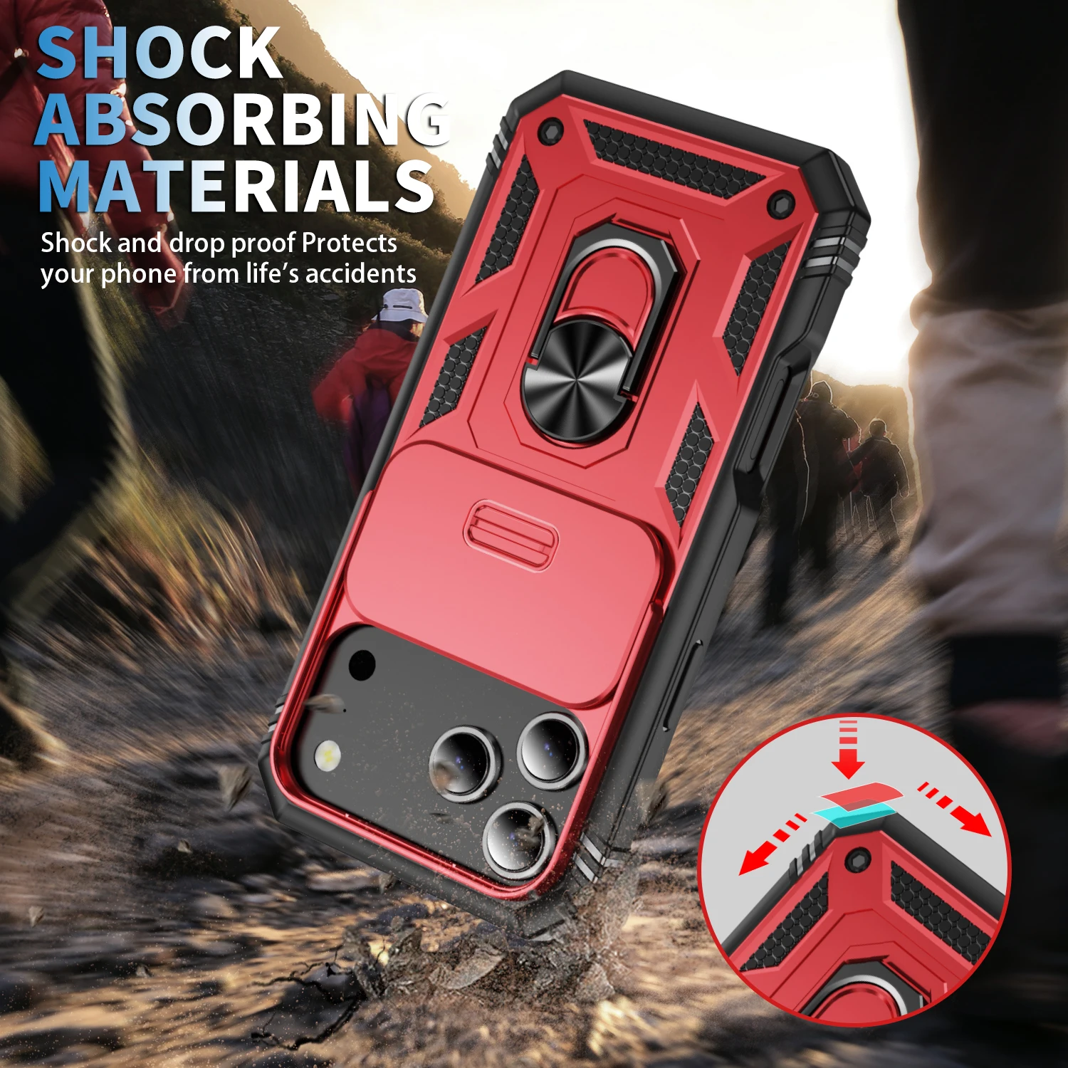 Heavy Duty Phone Case with 360-Degree Kickstand and Camera Protection