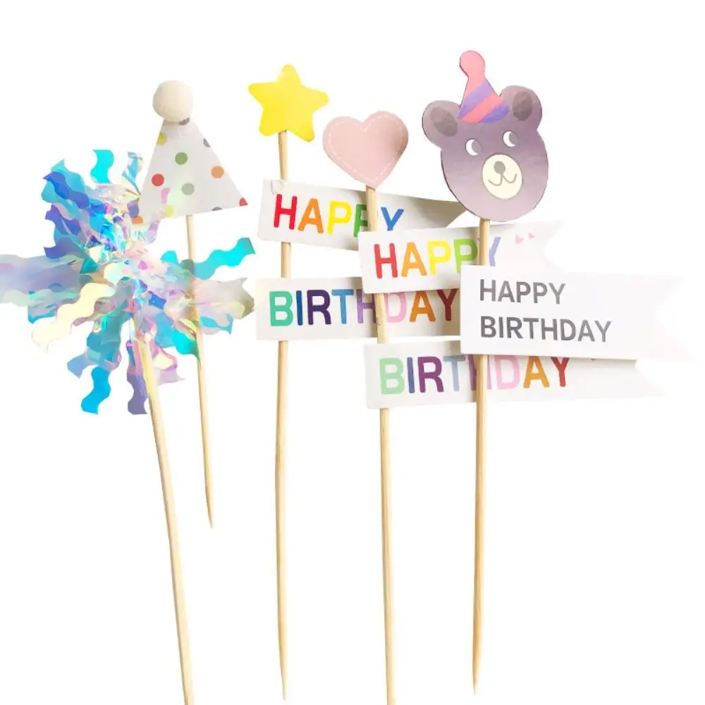 thumbnail image 4 of Decoración de pastel de feliz cumpleaños, lindas velas de oso, decoración de pastel con bandera coreana, complemento de pastel de cumpleaños de dibujos animados para bodas, 4 of 5