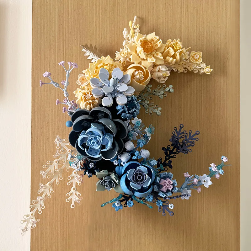 Bloques de construcción creativos de flores de Luna eterna, decoración del hogar, ramo de rosas para colgar en la pared, ladrillos DIY, regalos de San Valentín para niñas