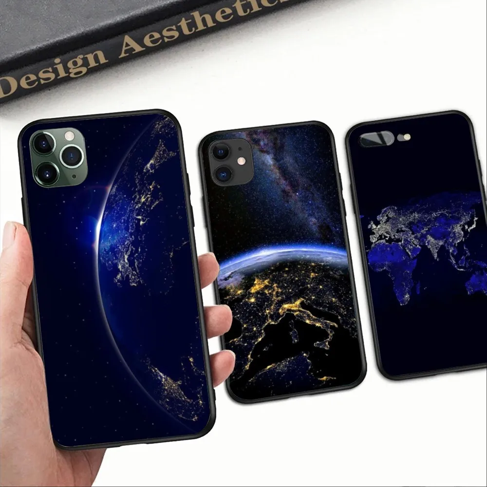 

Чехол для мобильного телефона с картой земли для iPhone 15 14 13 12 11 XS X 8 7 6 Plus Mini Pro Max SE 2022, черный чехол для телефона