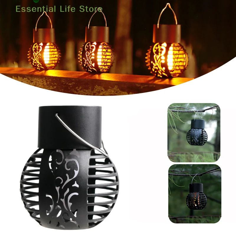 

1Pc LED Solar Light Outdoor Garden Lamp Waterproof Flickering Flame Effect Ball Solar Lamps Hanging Lantern Yard Decor