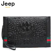 

JEEP BULUO Men Large Capacity Genuine Leather Hand Bags Male Cowhide Cluth Bag Business Coin Unisex Purse Handle Phone Wallet