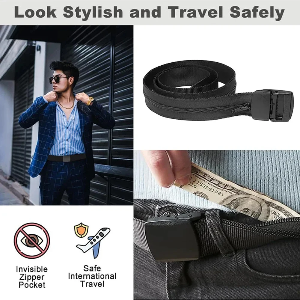 Travel Security Money Belt Cash Anti-Theft Waistband Zipper Hidden
