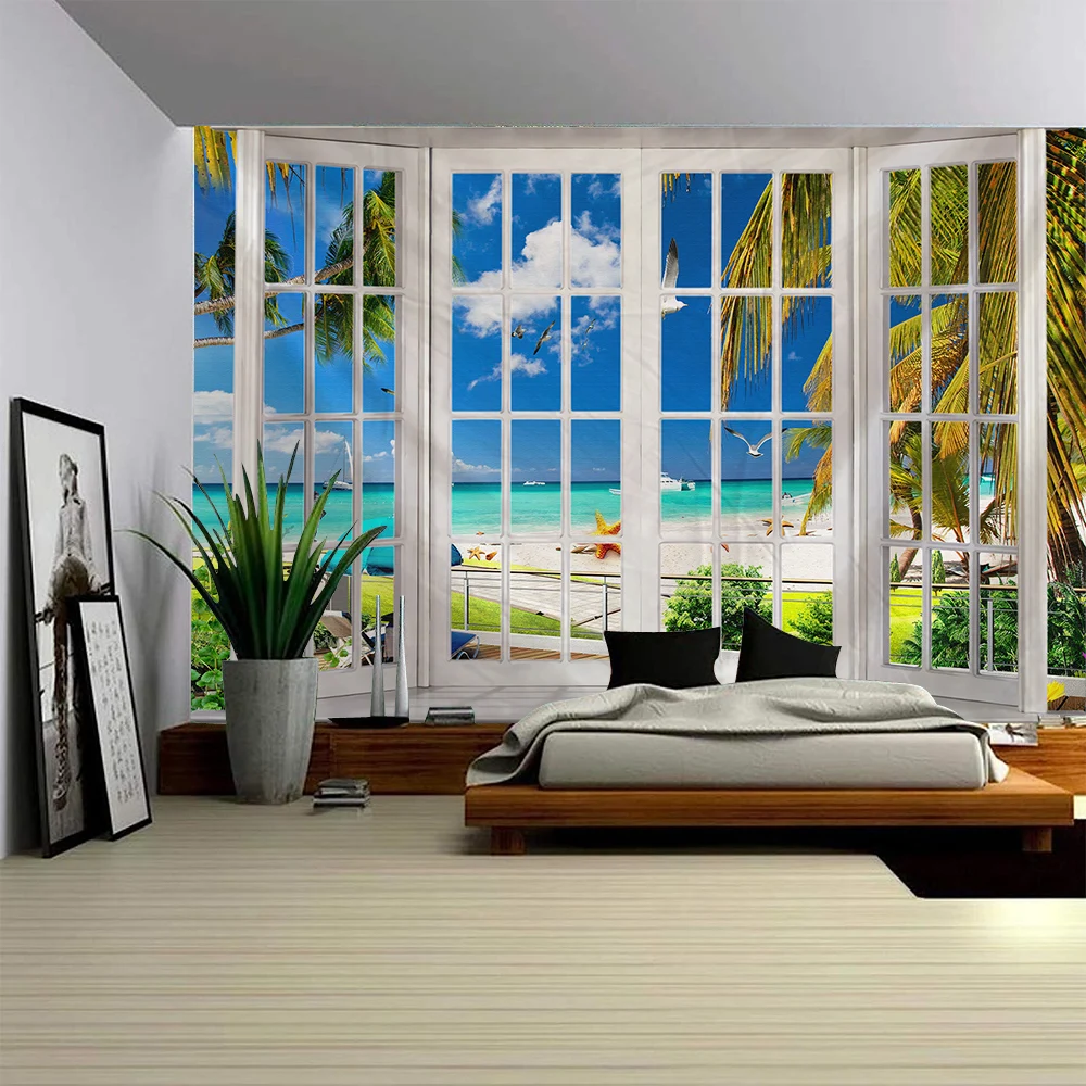 Tapestry Decor Landscape Tapestry Outside The Window Wall Art Large Mural Decoration For Home Bedroom And Living Room Decoration tapestry decor