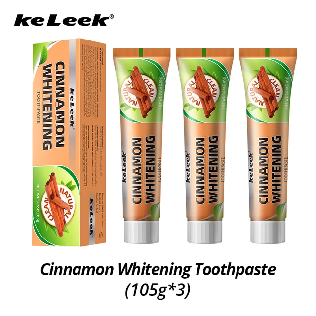 3packs Keleek Cinnamon Whitening Toothpaste Deep Cleaning Whitening Fresh Mint Breath , Protect Gums，Removes Oral Dental Stains 1