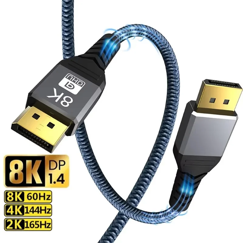 Ultra High-Definition DisplayPort Cable - 8K 60Hz | 4K 144Hz | 2K 240Hz for Enhanced Audio and Video Quality