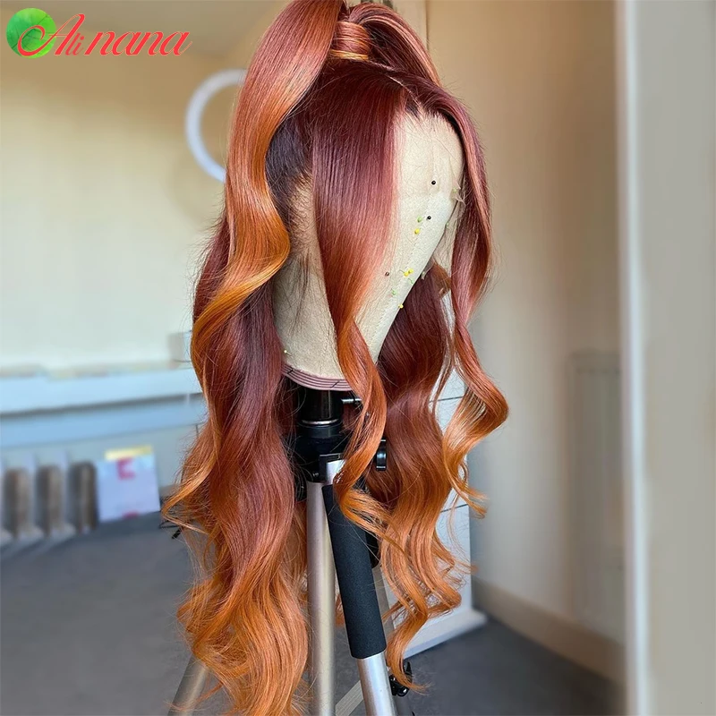 Ombre Yellow Orange Red Colored Human Hair Wigs 13x4 Lace  display picture 1