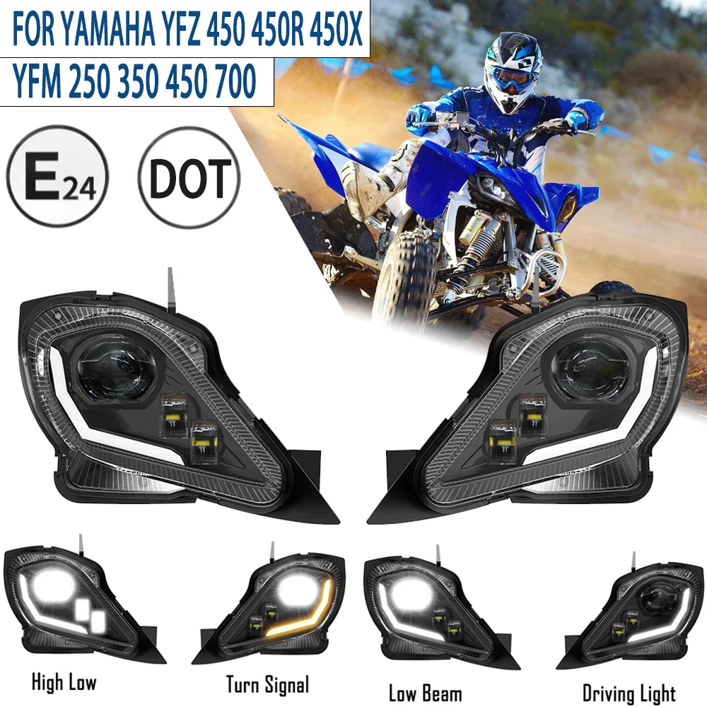 E24LEDHeadlightsForYamahaYFZ350450450R450XYFM250350450700