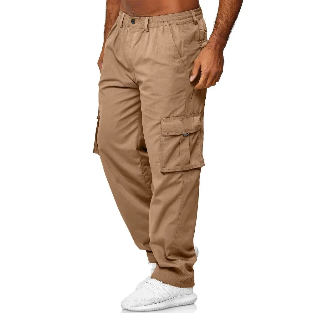 Multi-pocket Loose Men's Pants Casual Straight-leg Cargo Pants Men for Gym Solid Color All-match and Comfortable Pants for Men