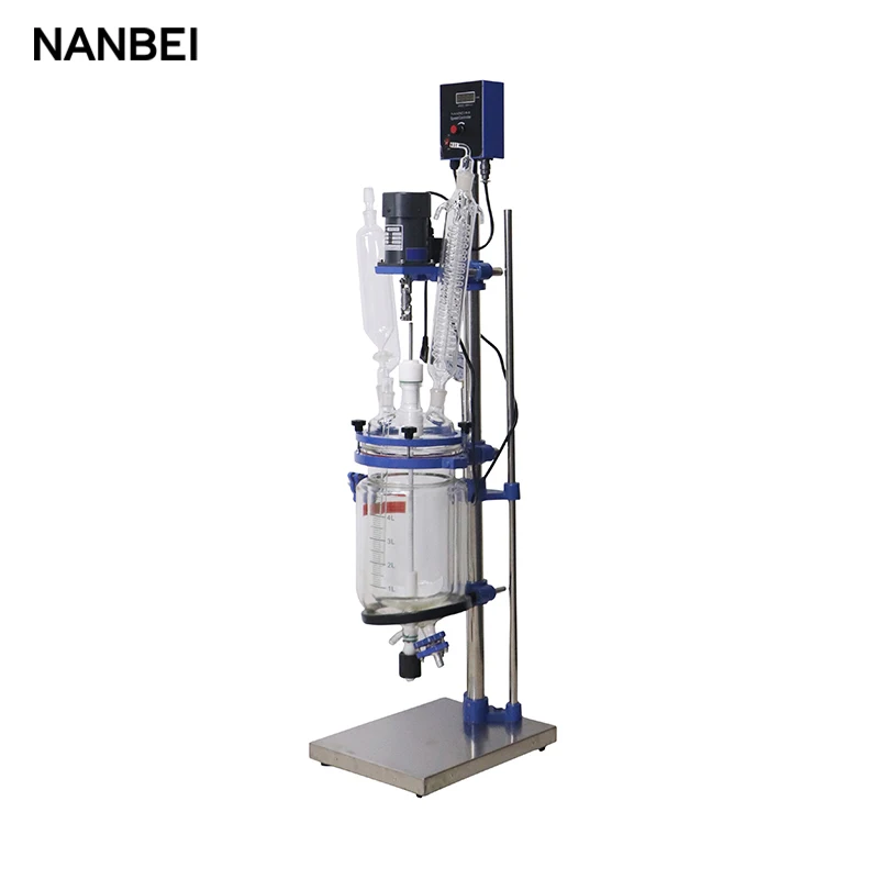 

1-5 liter double layer mini jacked glass reactor for extraction