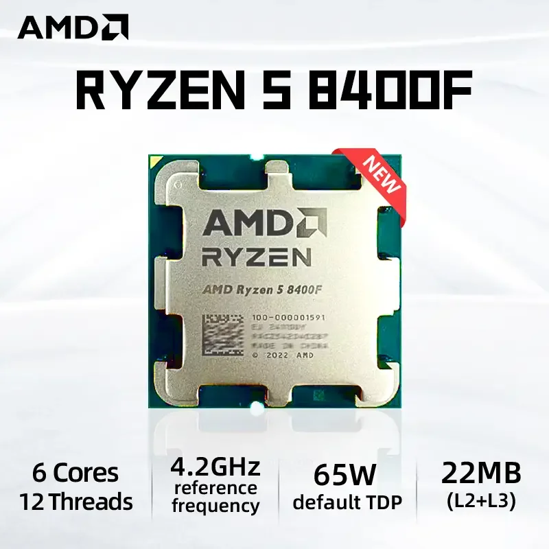 New Bulk AM5 R5 8400F Tray 4.7GHz MAX 6Core 12Thread 22MB 65W PCIE 4.0 Ryzen 8000 Series Phoenix CPU