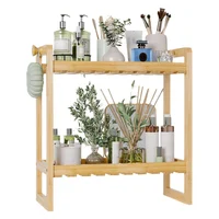 Bamboo Bathroom Organizers and Storage Shelves 2-Tier Over Toilet Bathroom Shelf Bathroom Storage Shelf for Small Bathroom 1