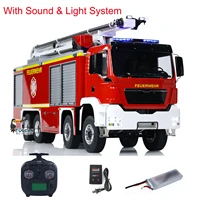 Toys 1/14 Metal Chassis 8x4 Snozzle High-reach Extendable Turret RC Fire Truck Light Sound TOUCAN Painted Finished Car Vehicle 1