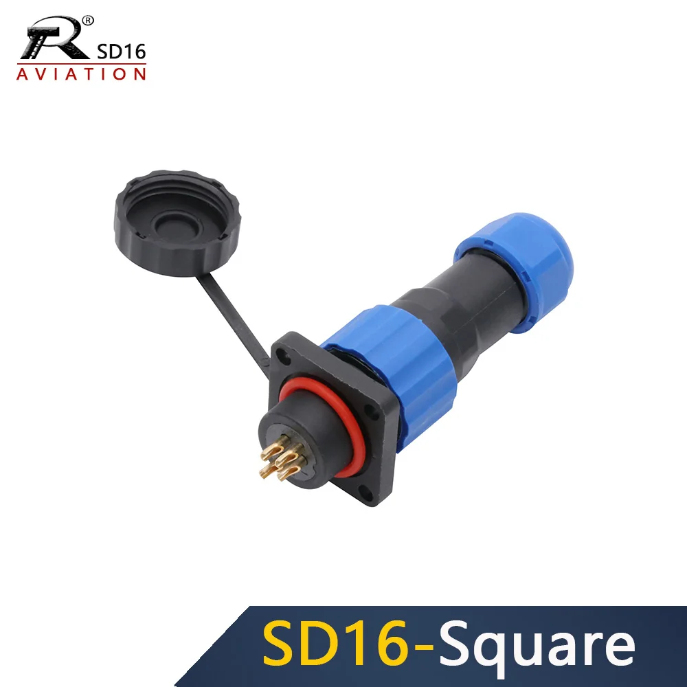 1pc SP16 Aviation Connector Square Waterproof 2/3/4/5/6/7/9pins IP68 Male Plug&ampFemale Socket Wire Cable Terminal Panel Universal |