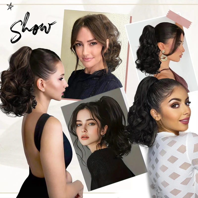 LUPU 10 inch Claw Clip Ponytail Extension Long Curly Ponytail Fluffy Ponytail Synthetic Hair Piece Suitable for Women