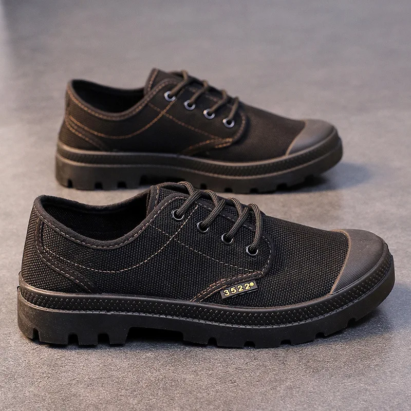 Canvas Sneakers Men Breathable Sport Shoes Outdoor Wear-resistant Men's Hiking Shoes Fashion Lace-Up Training Working Male