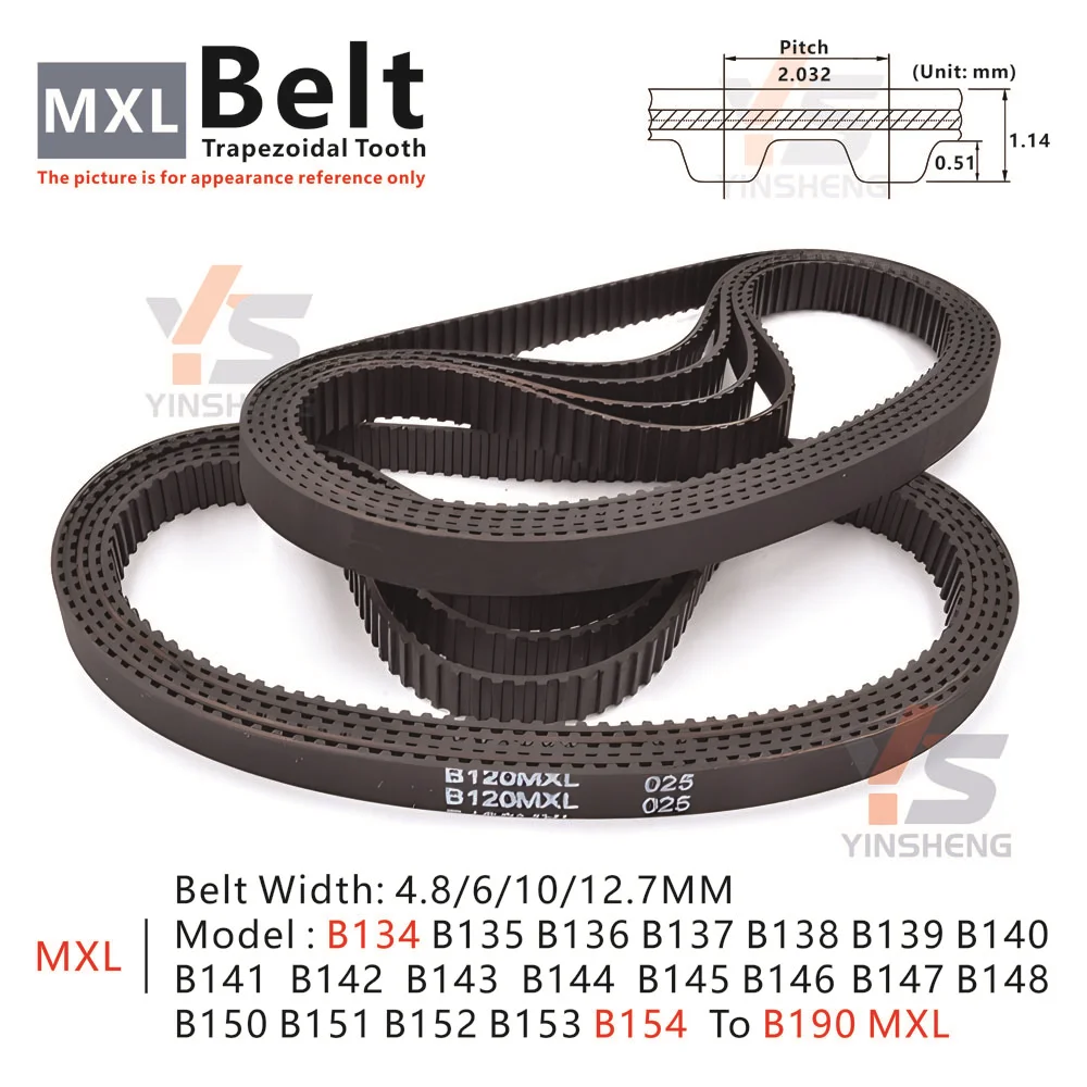 Ремень ГРМ MXL B134 135 136 137 138 139 140 141 142 145 146 147 148 до B190, ширина 149, 8, 6, 10, 12,7 мм, ремень с синхронными зубьями